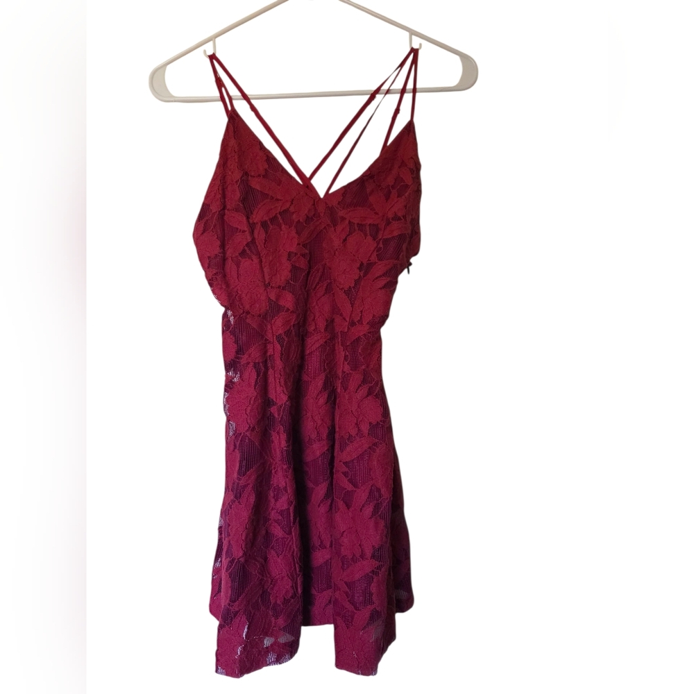 Forever 21  Lacy Red Micro Mini Strappy Dress Size S